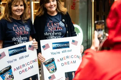 Fans Gather Outside Ed Sullivan Theater for Final Colbert Show