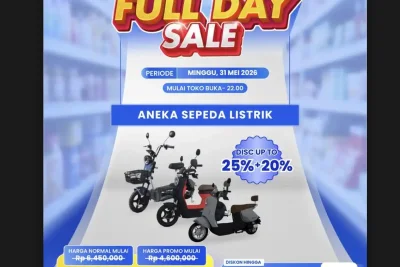 Transmart Gelar Full Day Sale 31 Mei 2026, Diskon Sepeda Listrik hingga 25%+20%